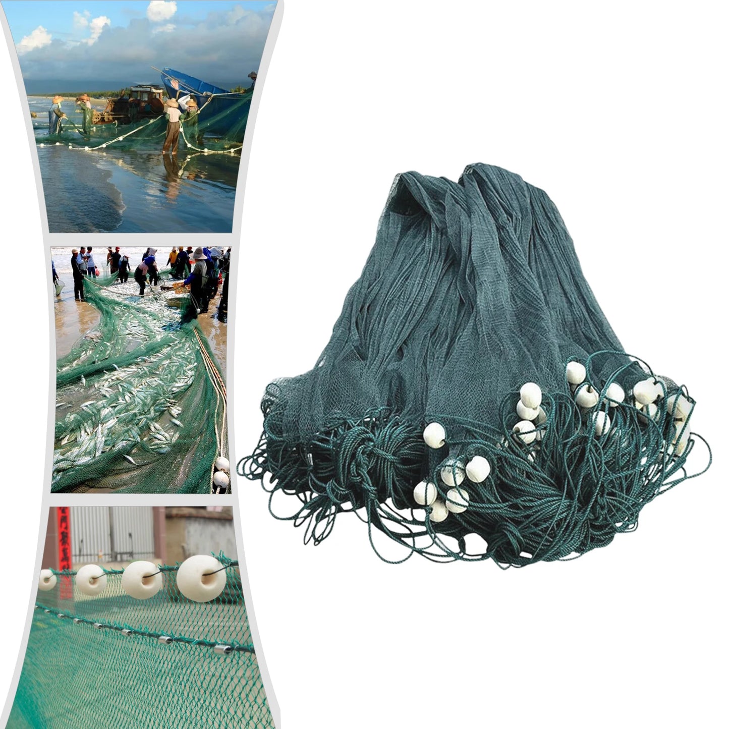 6.5x33ft Fishing Drag Net for Sea Lake and River with 645.83ft2 Catching Area Made of Polyethylene