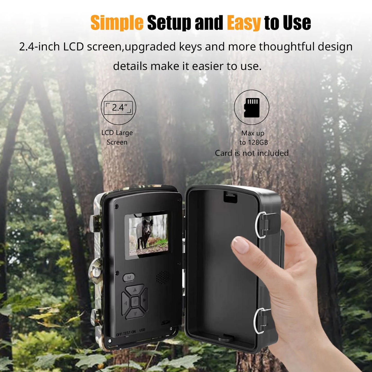 1080P Hunting Camera with 2.0 Inch LCD and 16MP Infrared Night Vision Waterproof Trail Camera