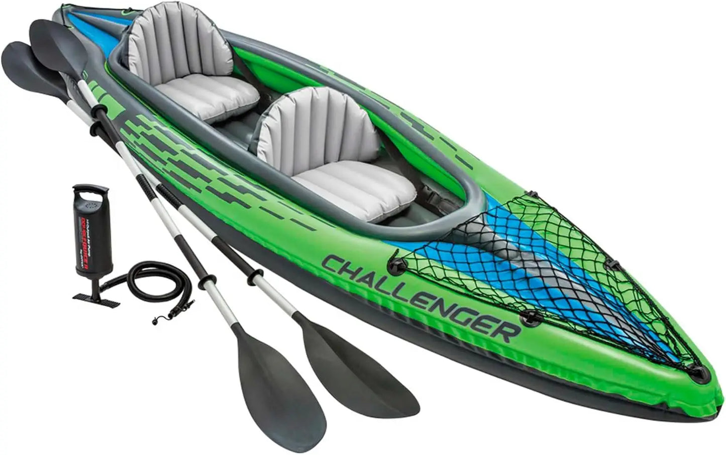 Intex Challenger Inflatable Kayak Series with Deluxe 86 Inch Paddles and High Output Pump Super Strong PVC