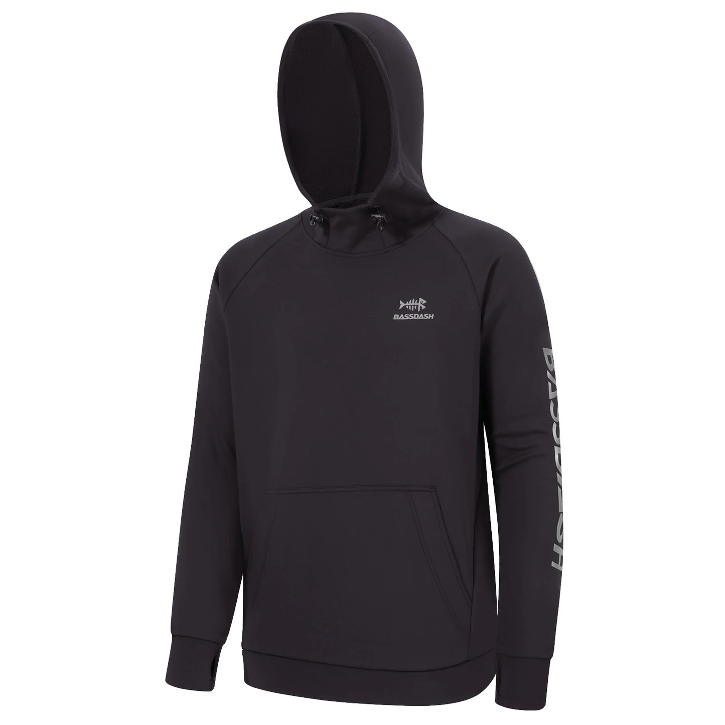 BASSDASH Men’s Fleece Lined Fishing Hoodie Water Resistant Performance Pullover Sweatshirt Stretchy Hunting Workout Sweatshirt