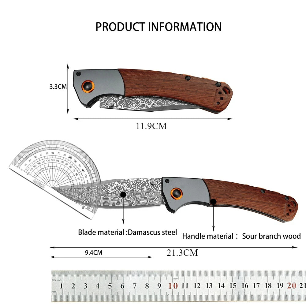 Damascus Steel Blade BM 15080 Crooked River Folding Knife Wooden G10 Handles Outdoor Camping Pocket Knives EDC Tactical Tool