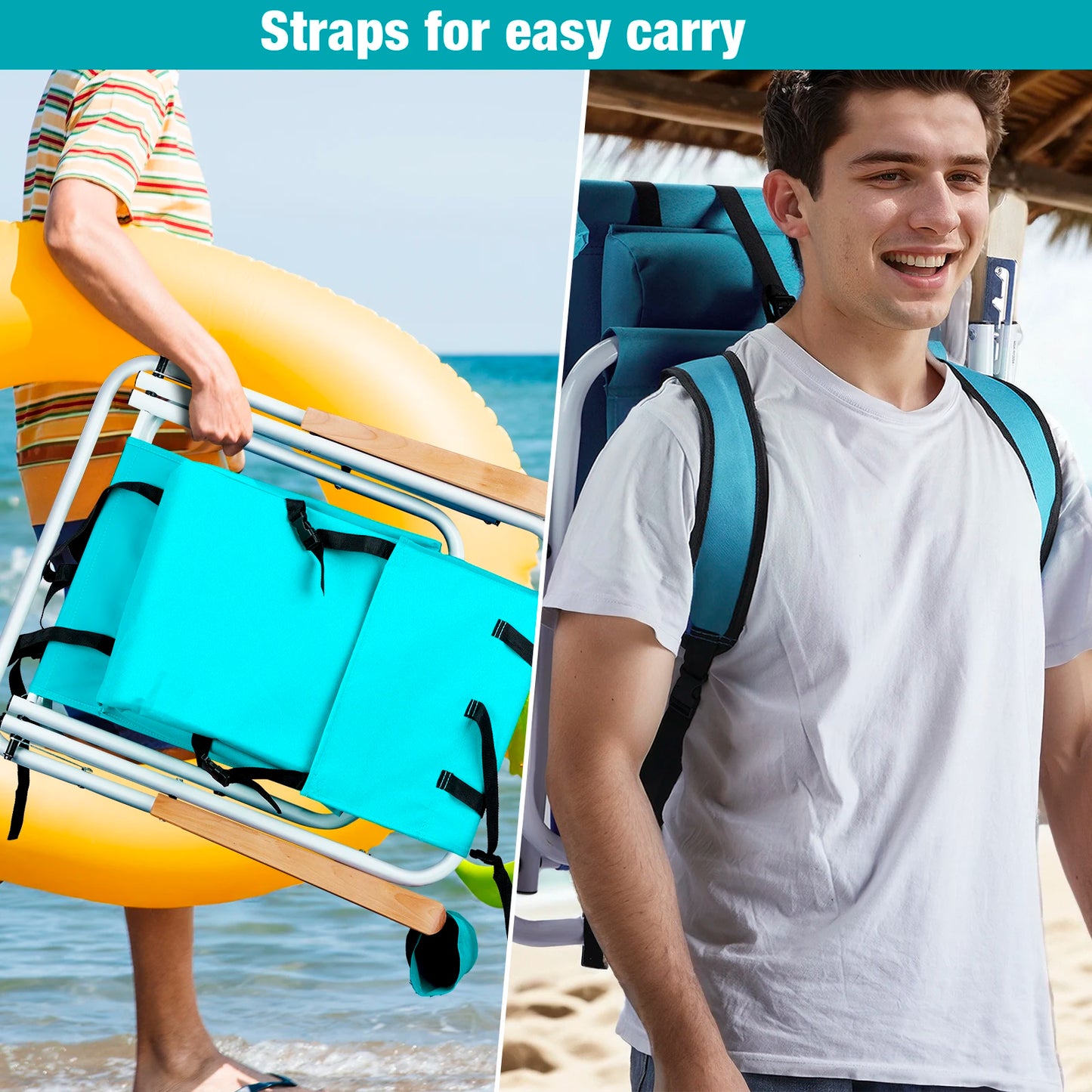 Folding Beach Chair Set of 2 for Adults Portable Backpack Foldable Camping Chair