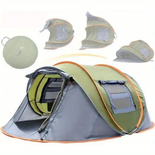 Camping Tent for 4 People Easy Pop Up Design with 2 Doors UPF50 Plus Waterproof 600D Oxford Material