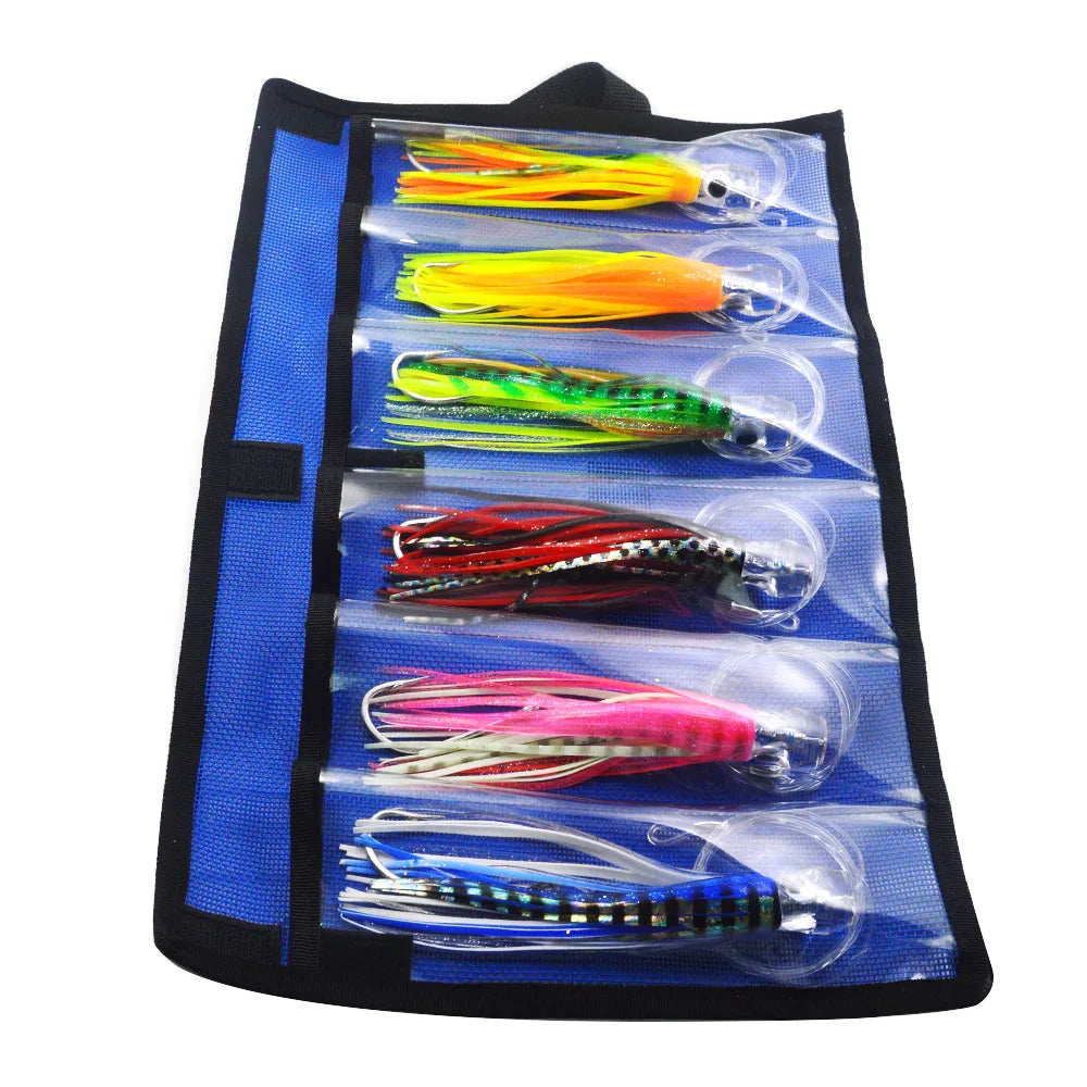 Kmucutie Fully Rigged Marlin Lures 6pcs/pack 6.5inch/9inch Tuna Kingfish Big Game Trolling Fishing Lures