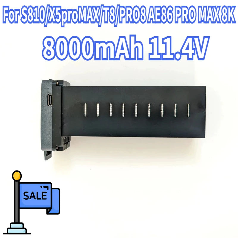 AE86 Pro Max 8K Drone Battery 11.4V 8000mAh for S810 X5proMAX T8 PRO8 Carbon Fiber Spare Parts Accessory