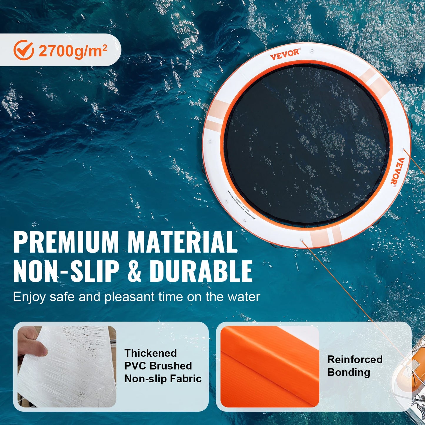 Vevor Inflatable Floating Dock 10x8FT Non Slip Water Detachable Ladder Portable Carrying Bag Floating Platform Island Raft