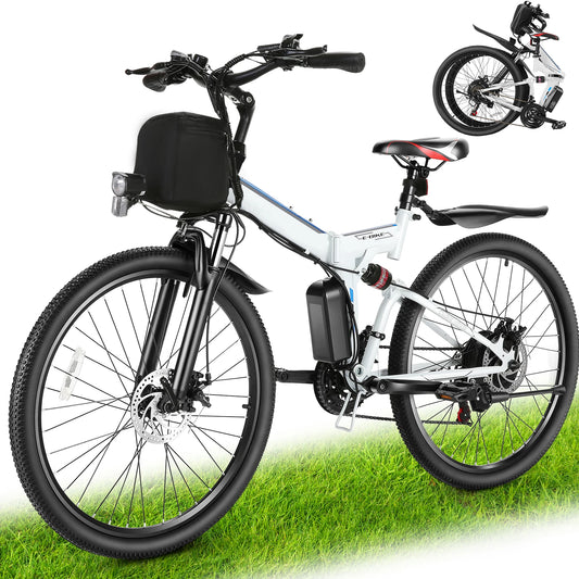 26 Inch Folding Electric Bike for Adults with 500 Watt Motor and 48 Volt Removable Battery Up to 50 Miles Range and Cruise Control