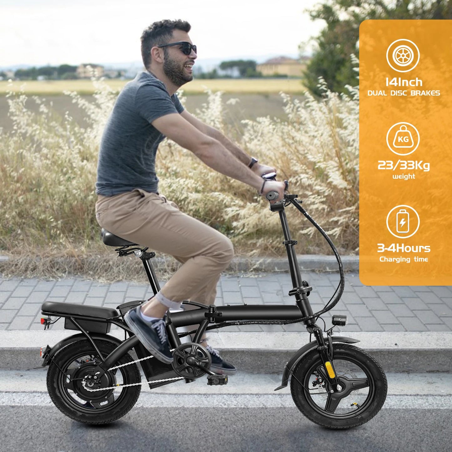 Folding Electric Bike for Adults with Basket 350W Foldable Electric Bicycle 48V 10.4AH Lightweight Commuting Escooter
