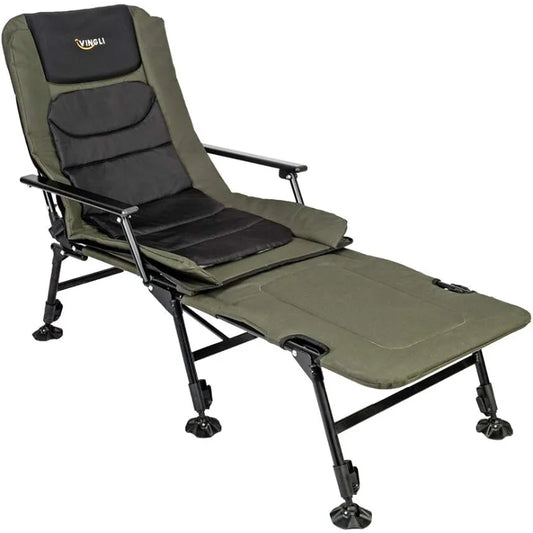 VINGLI Heavy Duty Fishing Chair with Footrest Support 440 Pounds Adjustable High Back 160 Degrees