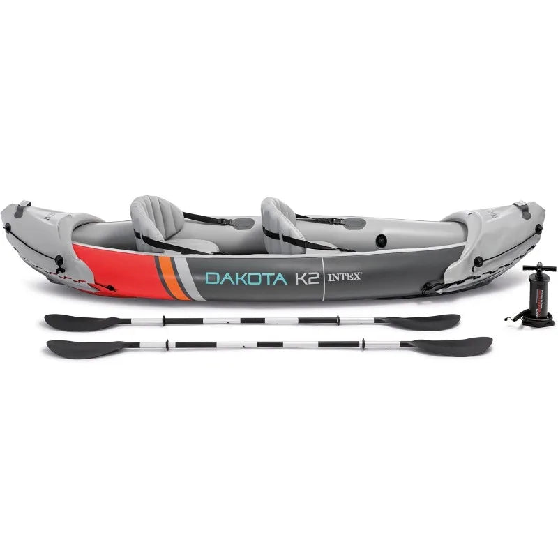 Intex 2 Person Inflatable Kayak Set Dakota K2 with 86 Inch Oars and Pump