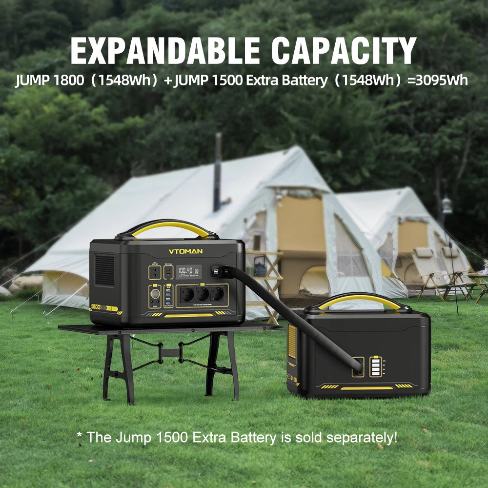 VTOMAN JUMP 2200 Portable Power Station 828Wh 1548Wh LiFePO4 Battery Solar Generator for Home Outdoor Camping