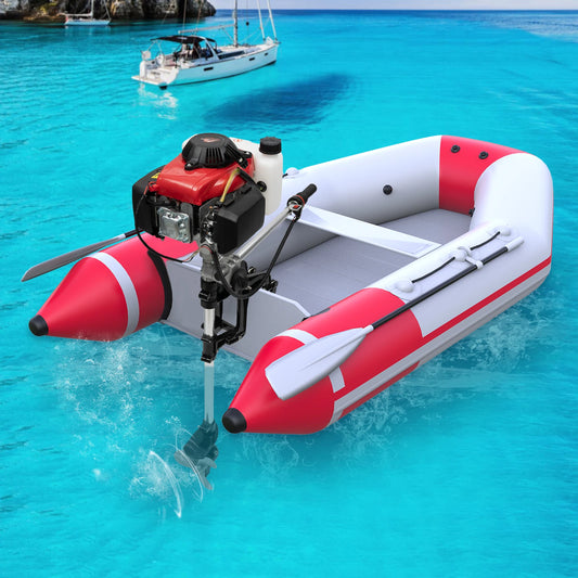 1.6KW 4 Stroke Outboard Motor Fishing Boat Air Cooling Engine Kit with 360 Degree Control Lever for 7.5 to 16.4 Feet Inflatable Boat Kayak