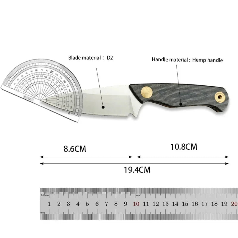 Straight BM 203BT Tactical Knife D2 Blade Linen Handle Portable Outdoor Camping Knife Gifts for Men