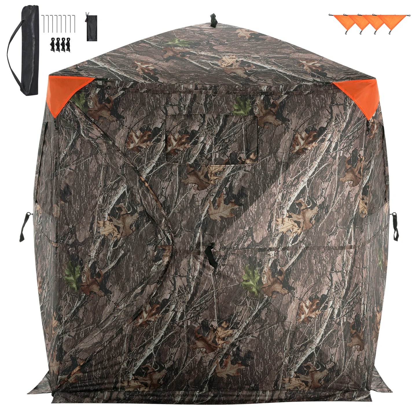 Vevor Hunting Blind 270 Degree See Through Ground Blind 2-3 Person Pop Up Deer Blind with Carrying Bag Portable Tent