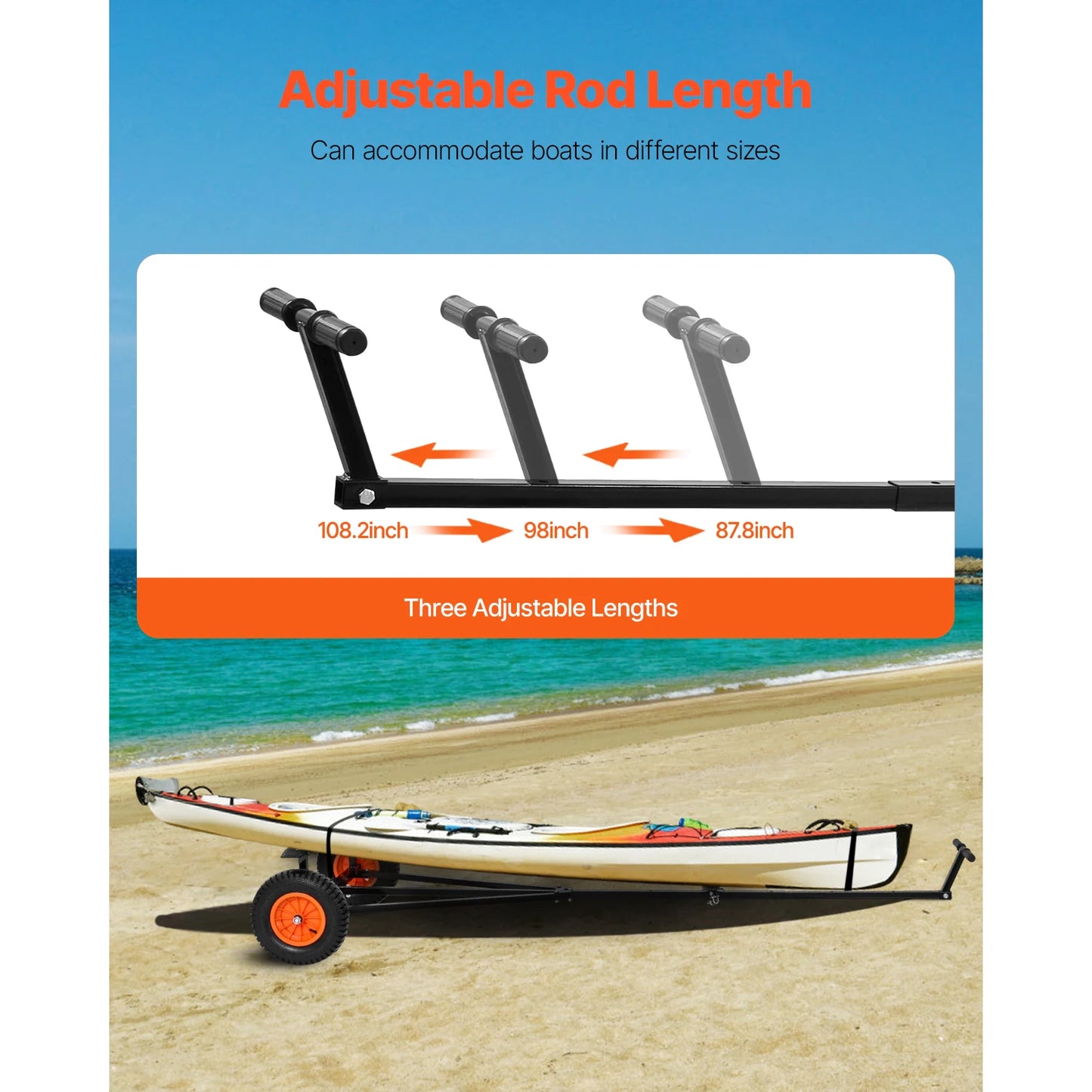 VEVOR 420 Pounds Boat Trailer Dolly Carbon Steel Kayak Mover with 15.7 Inch Pneumatic Tires and Bracket for Moving Motorboat and Fishing Boat