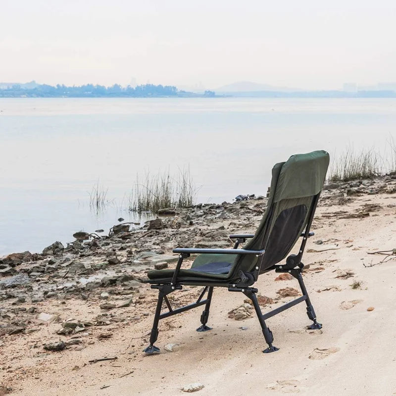 VINGLI Heavy Duty Fishing Chair with Footrest Support 440 Pounds Adjustable High Back 160 Degrees
