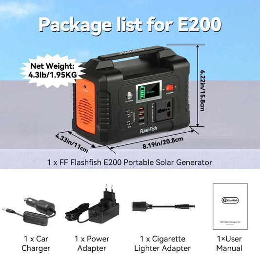 Portable Power Station 40800mAh Battery Charger Outdoor Emergency Supply 110230V Solar Generator AC 200W Powerbank