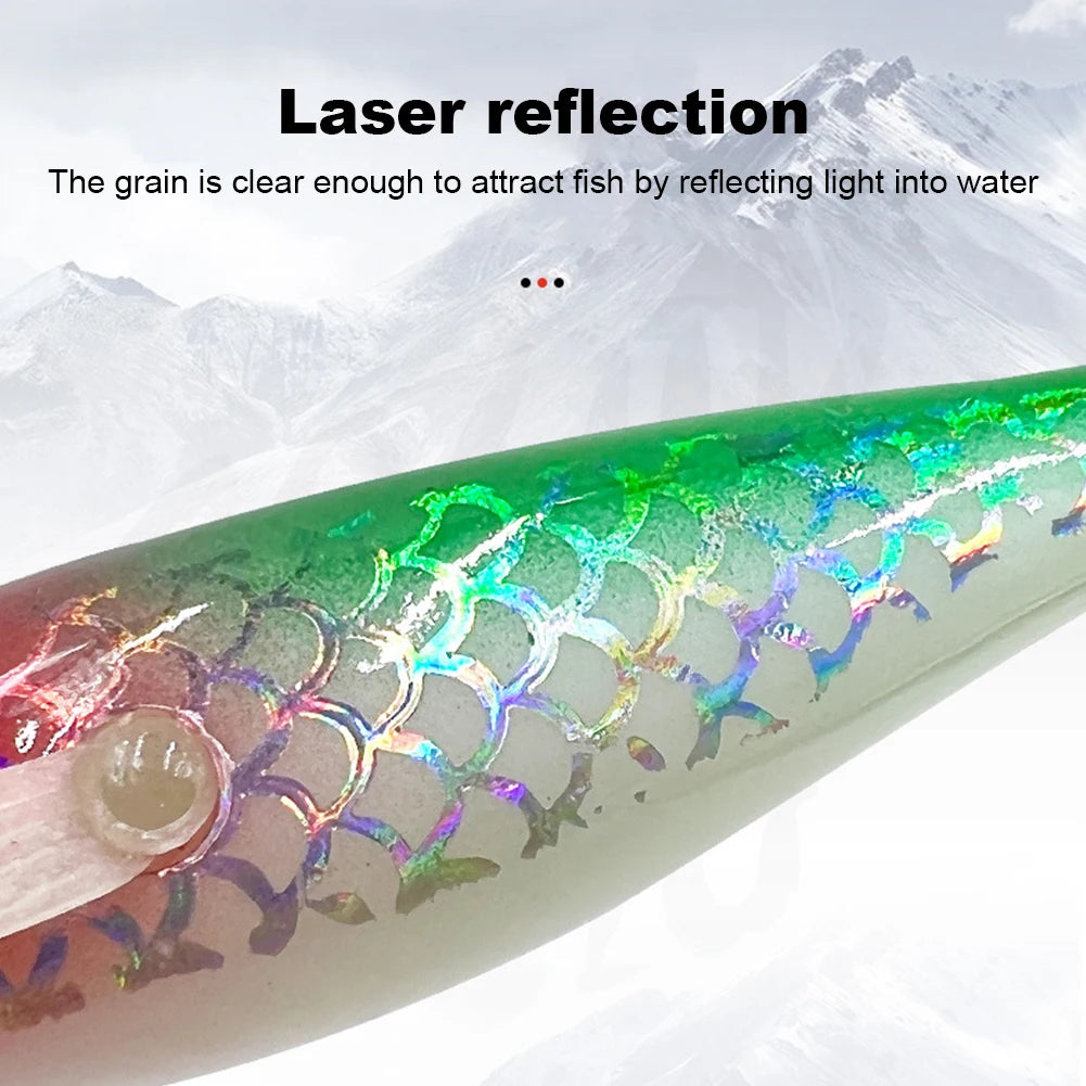1-10PCS 9.5g Laser Luminous Squid Jig Floating Horizontal Wood Shrimp Egi Lure Bait Octopus Cuttlefish Fishing Baits 8cm