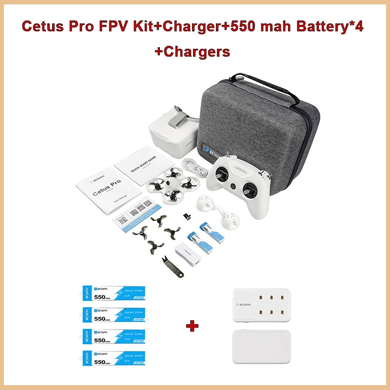 Betafpv Cetus Pro Fpv Kit Remote Drone Vr02 Goggles 5.8G Transmitter For Frsky Brushless Rc Drones Outdoor Toy