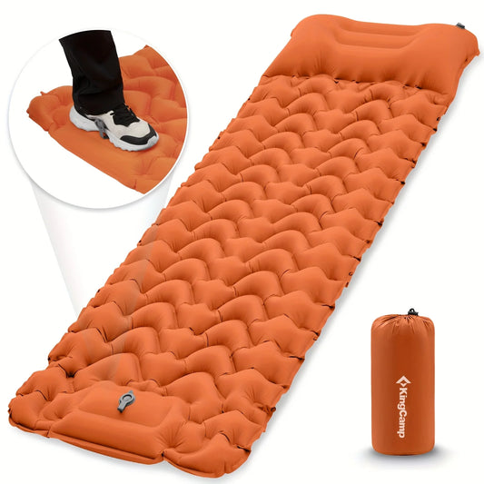 KingCamp Self Inflating Sleeping Pad Ultralight Inflatable Sleeping Mat With Built-In Pillow And Foot Pump For Hiking And Traveling