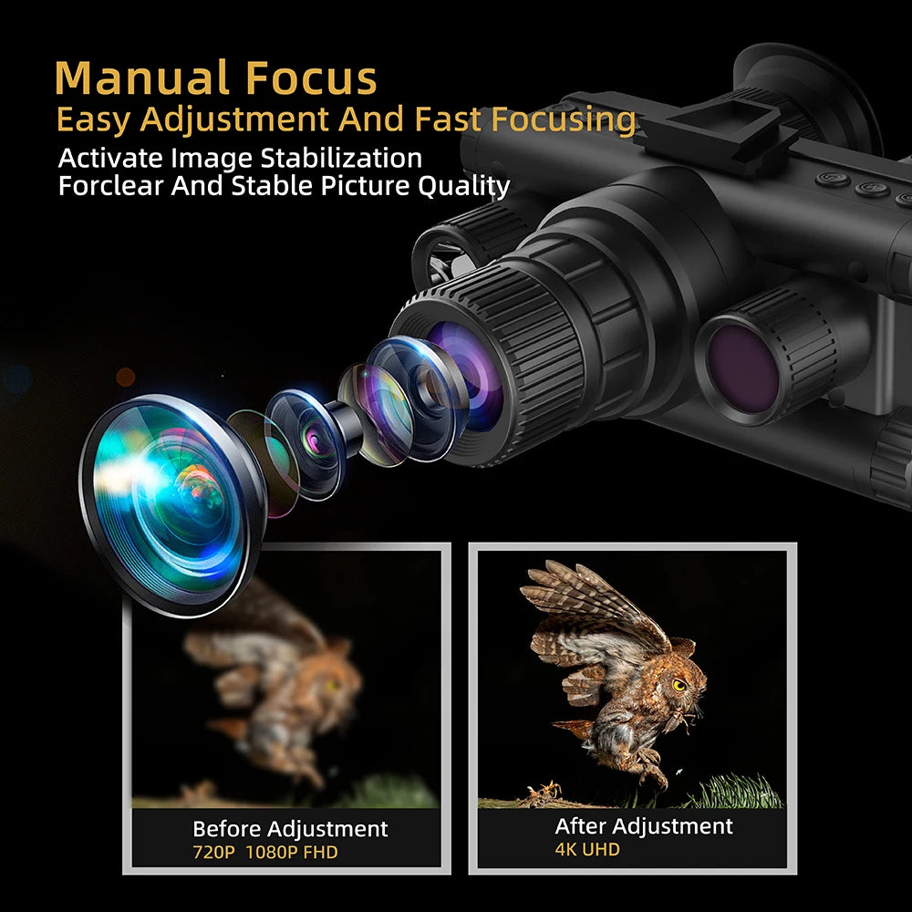 4K UHD Gen 2 3 Night Vision Hunting Binoculars 600m Head Mounted Helmet 8x Zoom NG Night Vision Goggles with Tactical Flashlight