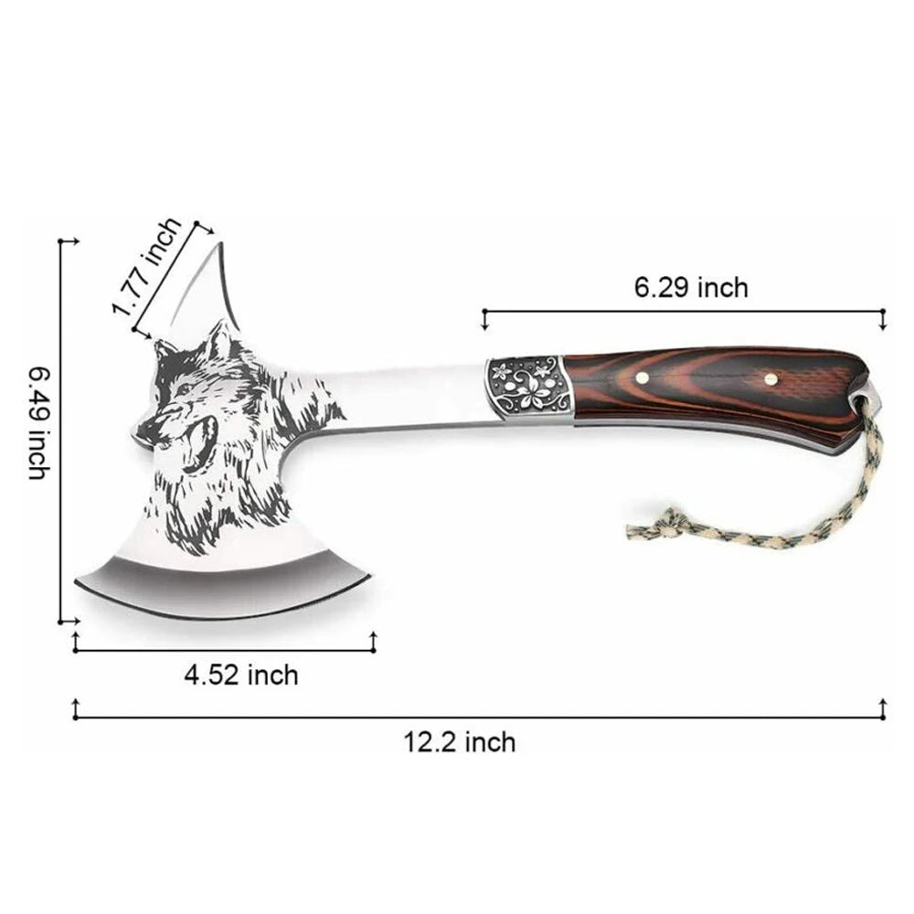 Wolf Head Axe Multi Function Hatchet Portable Outdoor Camping Survival Axe Defensive Emergency Gear Tomahawk Chopping Wood