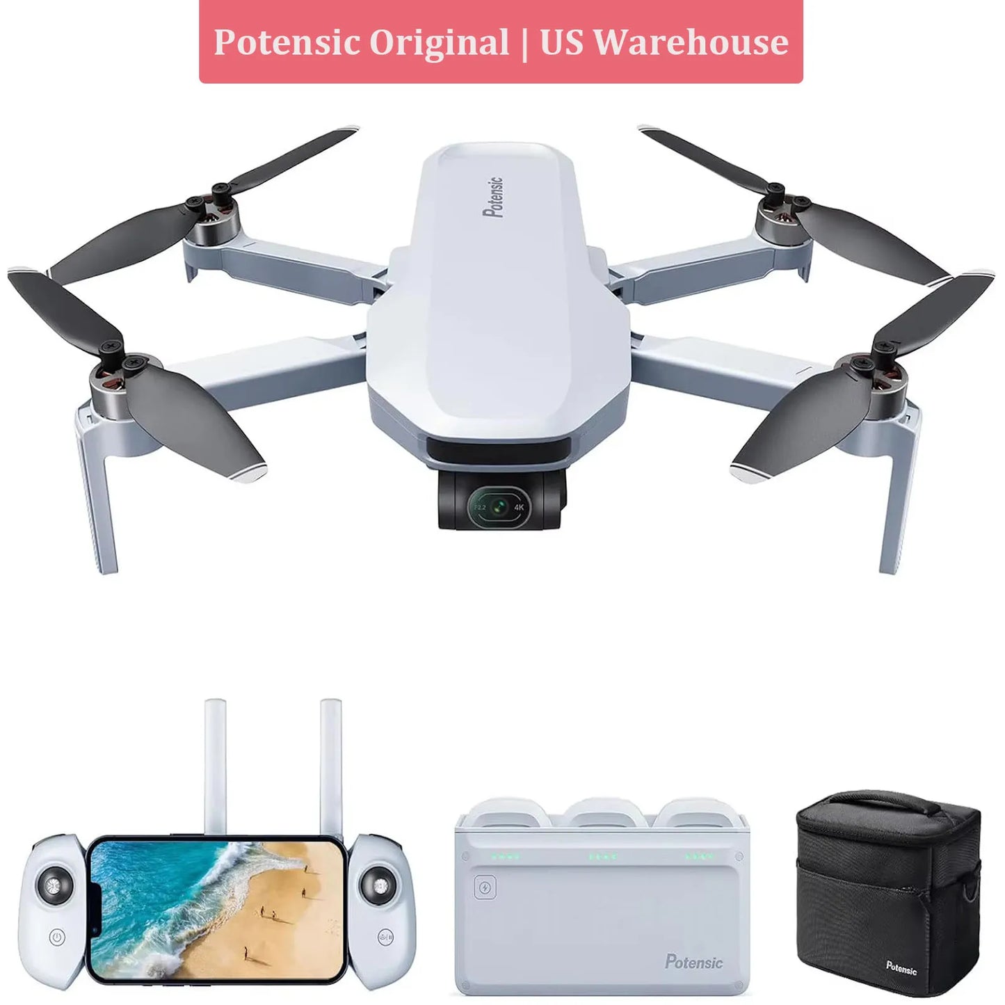 Potensic Atom 3 Axis Gimbal 4K GPS Drone Under 249g Max 6 KM for Adults and Beginners