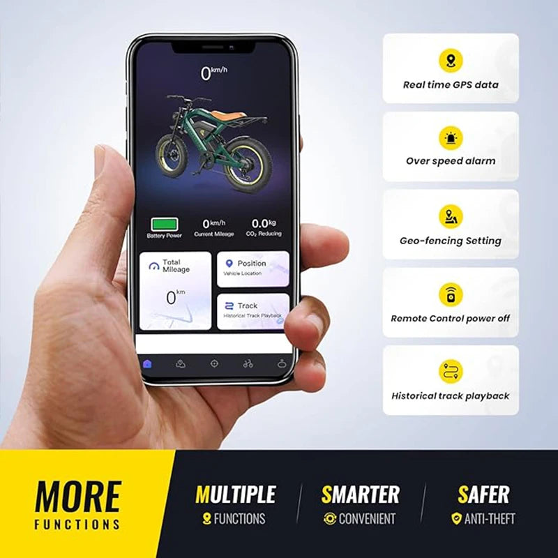 1200W Single Wheel Drive All Terrain Electric Bicycle 48V 20AH 32MPH 20 Inch Tire Mountain City Electric Bicycle with GPS