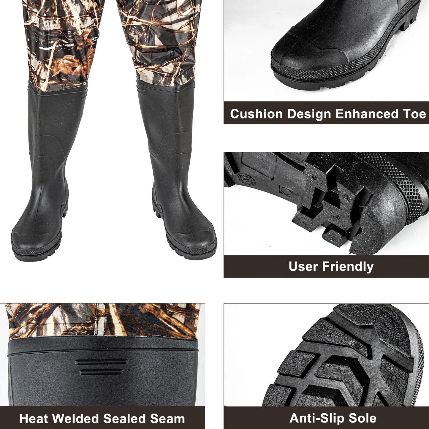 Waders for Men with Boots Waterproof Chest Wader Nylon and PVC for Fishing and Hunting