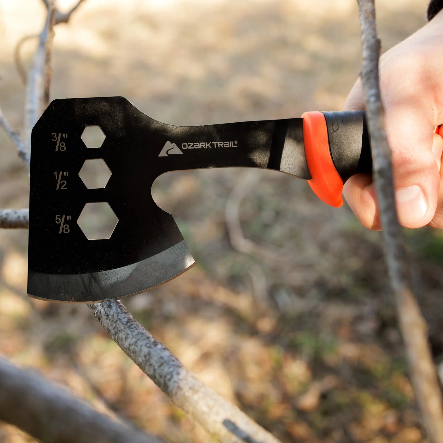 Ozark Trail 7 Piece Camping Tool Set with Hammer Axe Flashlight and Knives Batteries Included