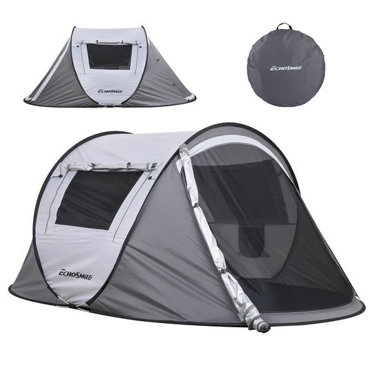 White Gray Automatic Opening Pop Up Camping Tent for Two People High Quality Convenient Carry Design