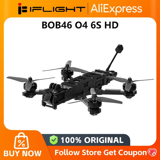 Iflight BOB46 O4 6S HD Freestyle FPV Drone with 1480mAh Battery XING2 2207 1750KV Motors and Nazgul F5 Propellers