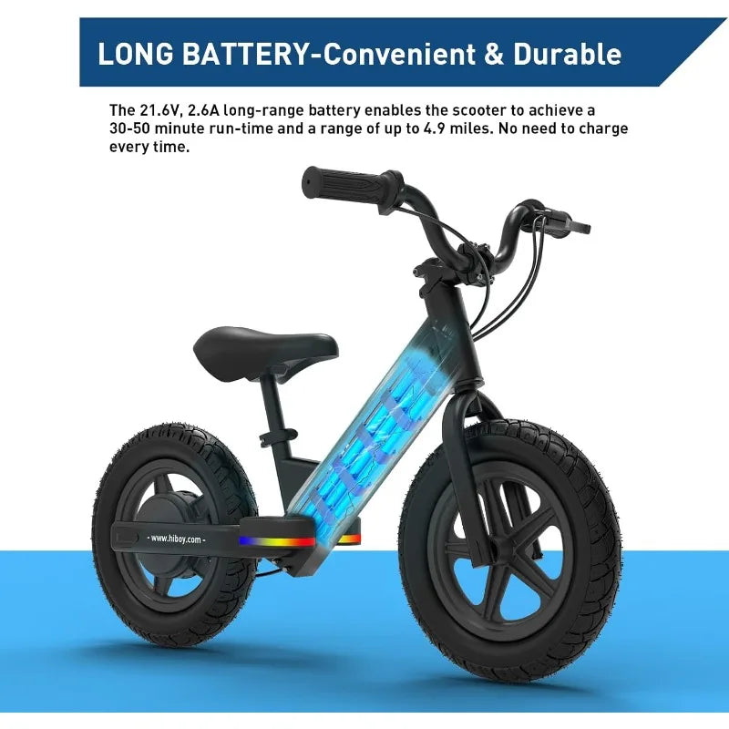 BK1 Electric Balance Bike For Kids 12 Inch Tires 150W Peak Motor Adjustable Seat 21.6V 2.6Ah Battery