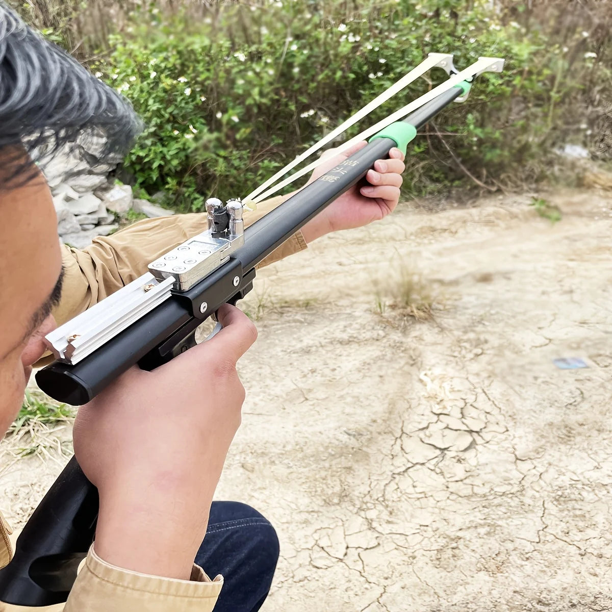 Powerful Trigger Long Rod Slingshot Precise Hunting Catapult Outdoor Practice Shooting Accessory Launcher