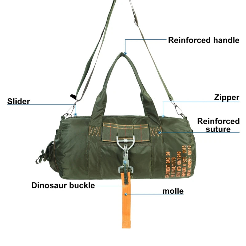 LQARMY Tactical Parachute Sport Duffle Bag 1000D Nylon Outdoor Travel Belt Bag Camping Crossbody Bag