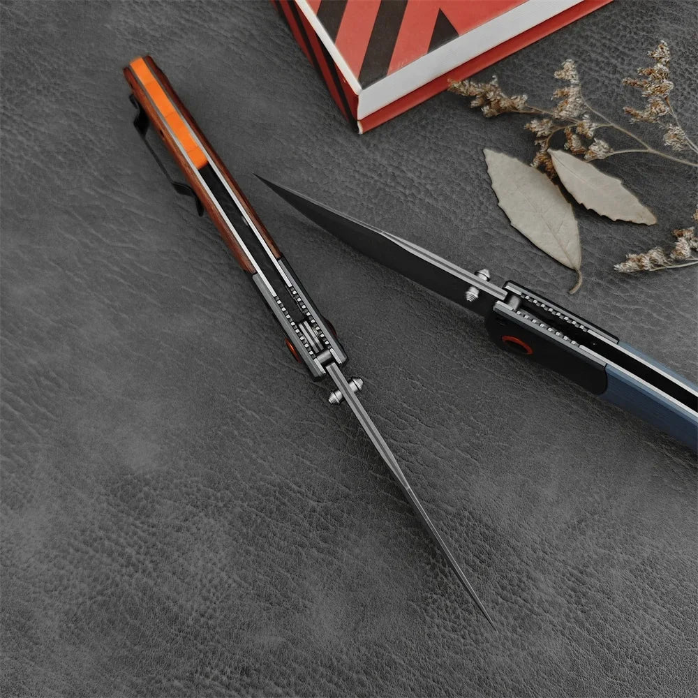 Damascus Steel Blade BM 15080 Crooked River Folding Knife Wooden G10 Handles Outdoor Camping Pocket Knives EDC Tactical Tool