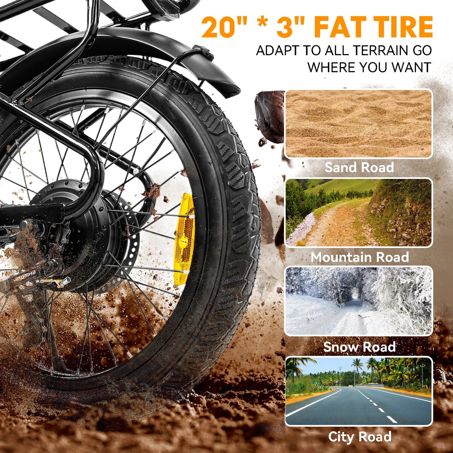 Adult Electric Bicycle 750W Motor 7 Speed Adjustable 26MPH 22 Mile Range Front and Rear Disc Brakes Multi Terrain Riding