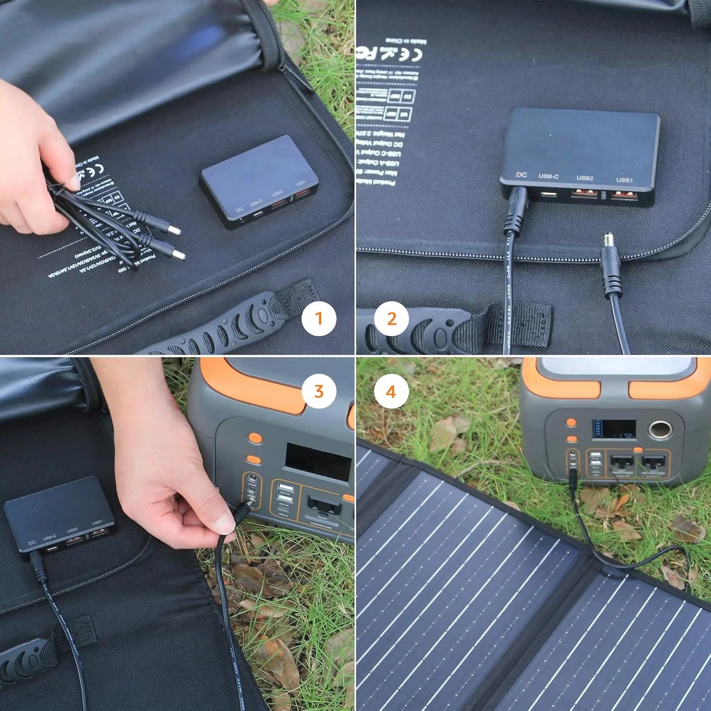 SinKeu Foldable Solar Panel 60W Portable Solar Charger with USB QC3.0 USB C DC Output for Power Station Camping Home Travel RV