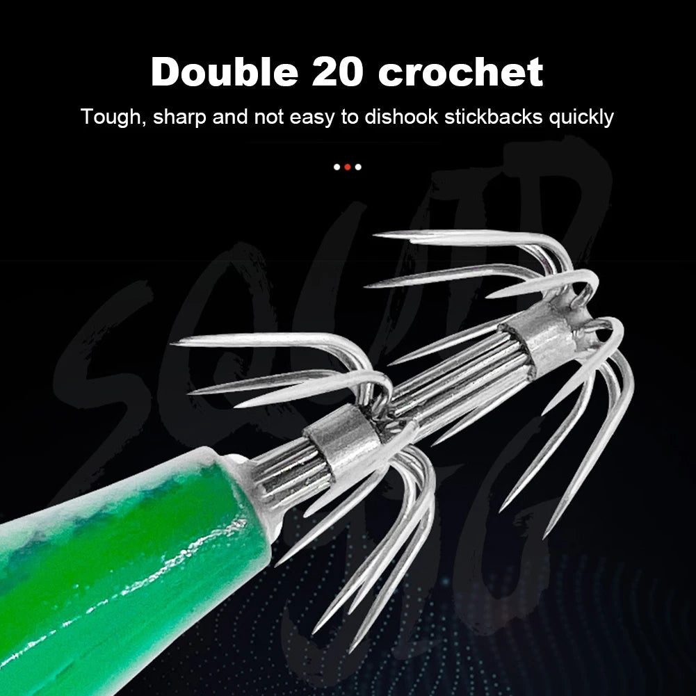 1-10PCS 9.5g Laser Luminous Squid Jig Floating Horizontal Wood Shrimp Egi Lure Bait Octopus Cuttlefish Fishing Baits 8cm