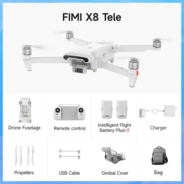 New 2024 Fimi X8 Tele Dual Lens Drone 4K 60fps AI Super Night Video Gimbal Smart Tracking Pro Drone