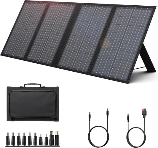 SinKeu Foldable Solar Panel 60W Portable Solar Charger with USB QC3.0 USB C DC Output for Power Station Camping Home Travel RV