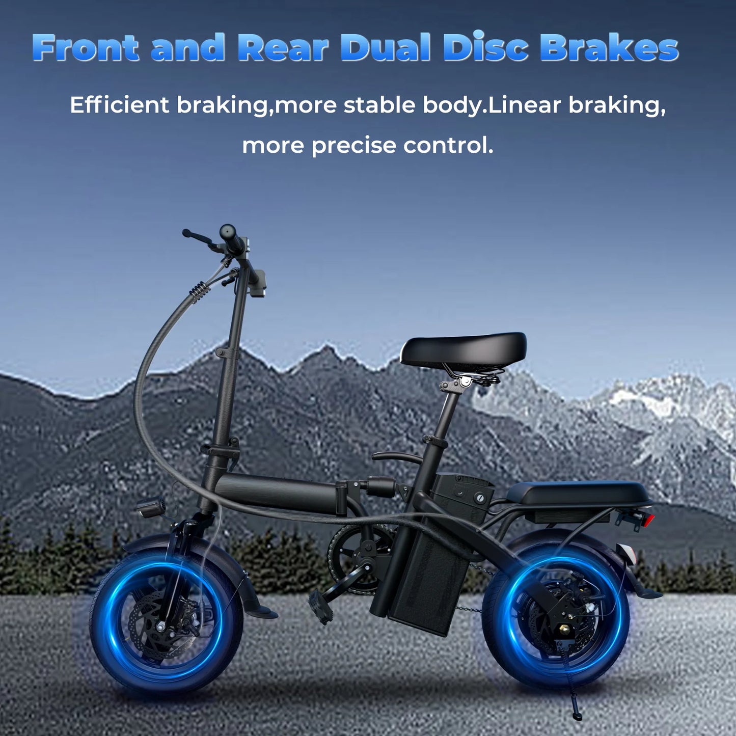 Lelekuai 500W Adult Electric Bike 20 MPH 48V 12Ah Removable Battery 14 Inch Folding Electric Bike Multi Shock Absorption