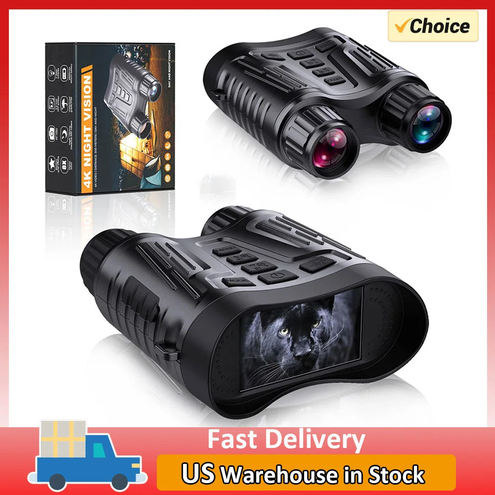 4K Digital Night Vision Goggles Binoculars Rechargeable Night Vision Goggles With 3.2 Inch Large Screen 8X Digital Zoom For Hunting