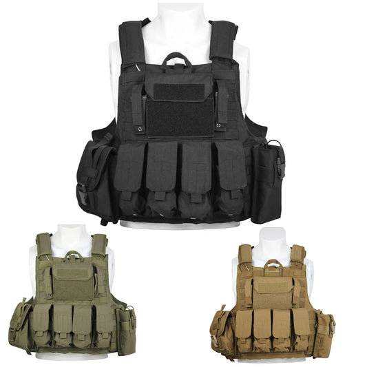LQARMY Men Tactical Vest 1000D Quick Release Plate Carrier Chest Rig Combat Armor Outdoor Hunting CS Training Airsoft Vest