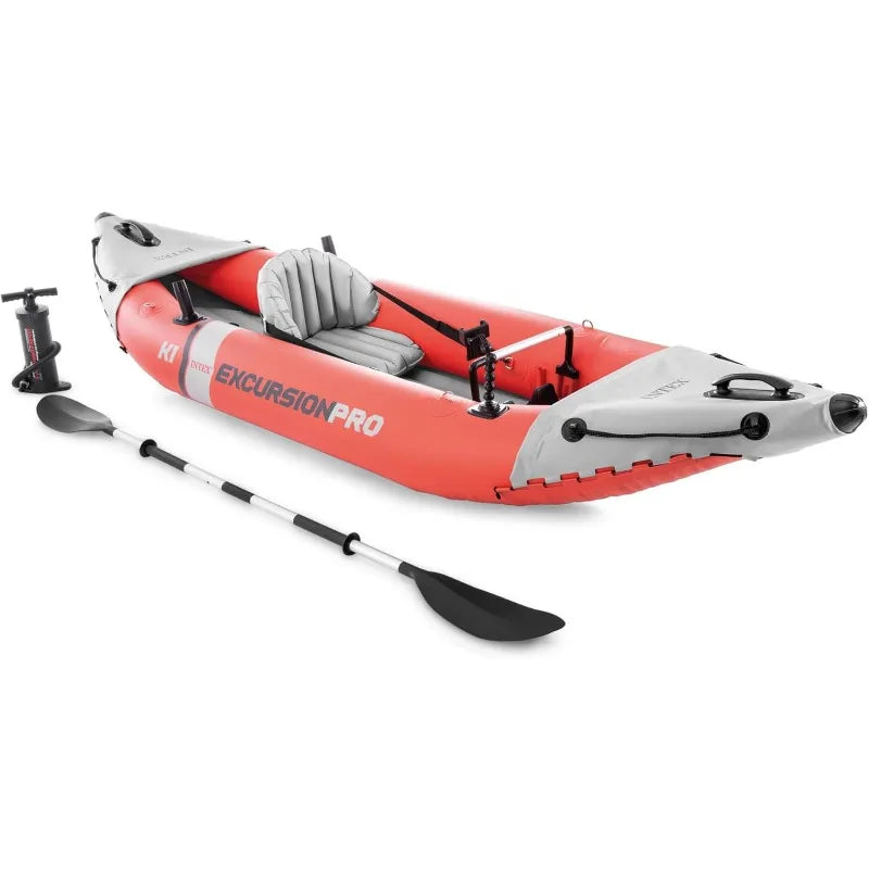 Intex Excursion Pro K1 Inflatable Kayak Set with Deluxe 86 Inch Paddles and High Output Pump Super Tough Design