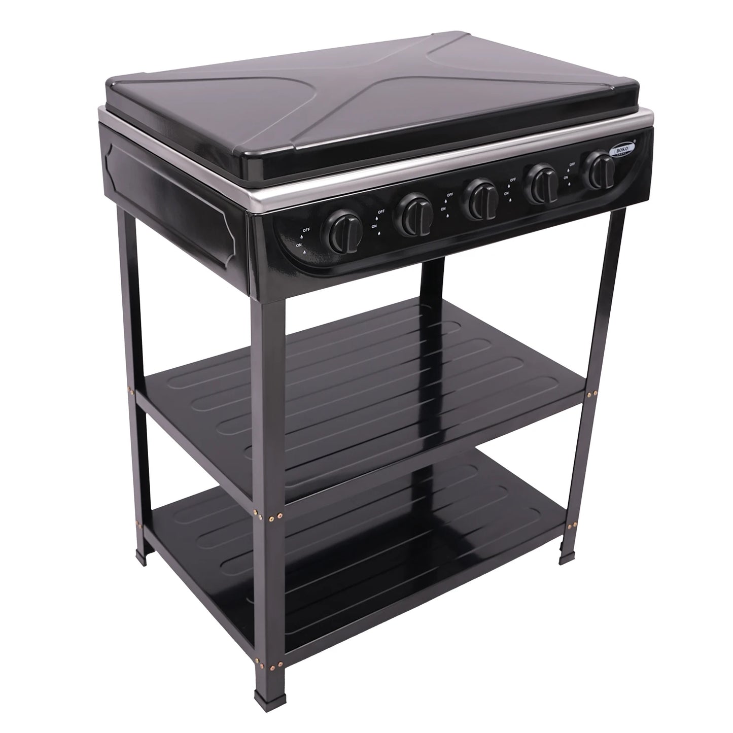 5 Burner Gas Stove Outdoor Camping Cooking BBQ Grill With 2 Tier Storage Rack