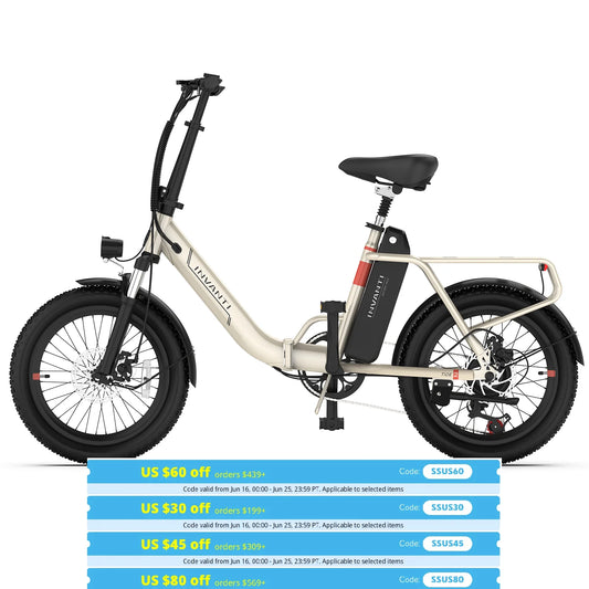 Invanti Tide2 20 Inch Folding Electric Bike 500W Motor 48V 10.4Ah Battery