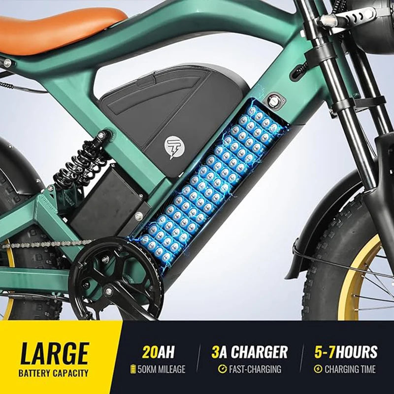 1200W Single Wheel Drive All Terrain Electric Bicycle 48V 20AH 32MPH 20 Inch Tire Mountain City Electric Bicycle with GPS