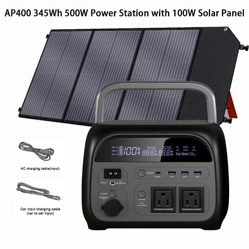 Ctolity XP1000 AP400 1600W 500W Portable Power Station with UPS Function for Camping Emergency Solar Generator and 100W 200W Solar Panel