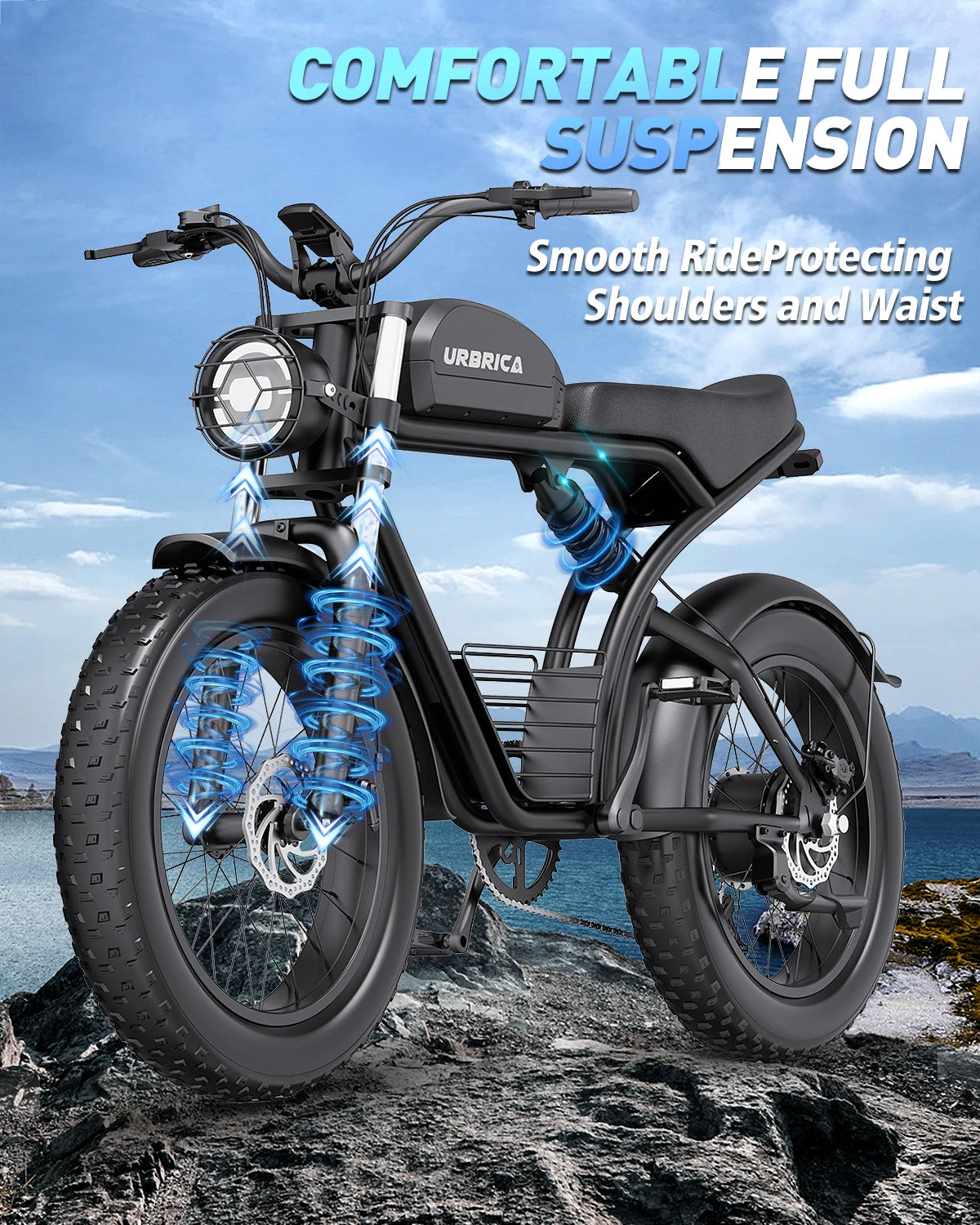 Electric Bike for Adults 3000W 1500W 32MPH 48V 23AH 75 Miles Electric Motorcycle 20 Inch Fat Tire Dirt Bike Shimano 7 Speed EBike